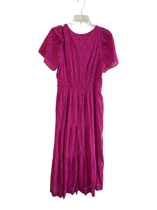 Maeve Size M Raspberry Cotton Eyelet Lace V Neck Short Sleeve Dress Raspberry / M