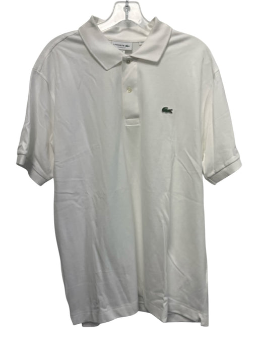 Lacoste Size XL White Cotton Solid Polo Men's Short Sleeve White / XL