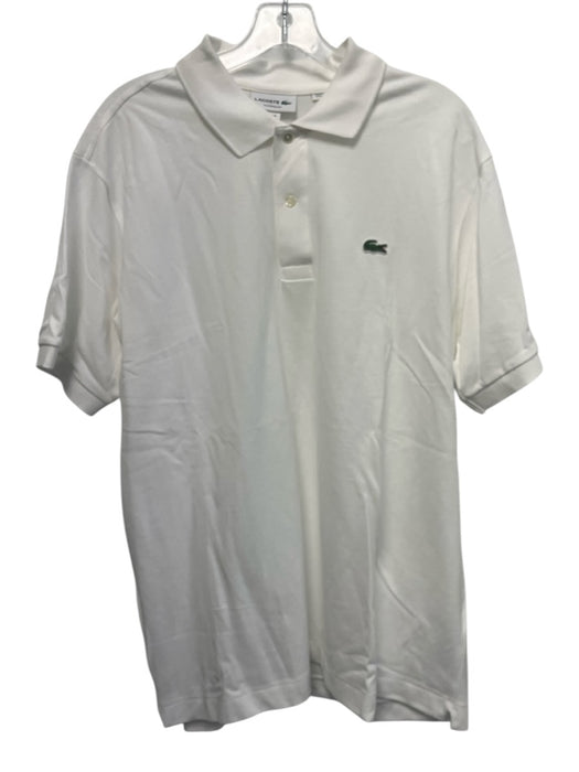Lacoste Size XL White Cotton Solid Polo Men's Short Sleeve White / XL