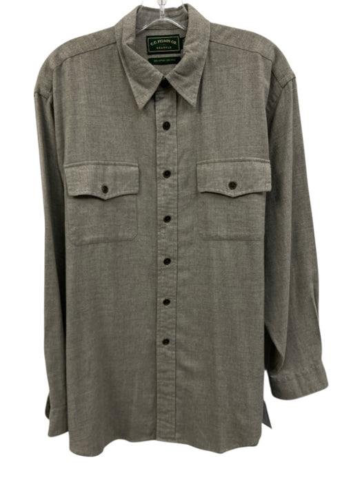 Filson Size L Gray Cotton Blend Solid Button Up Front Pockets Long Sleeve Shirt Gray / L