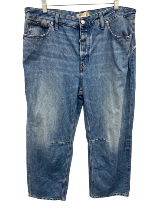 Madewell Size 31 Medium Wash Cotton Denim High Rise Button Fly Barrel Leg Jeans Medium Wash / 31