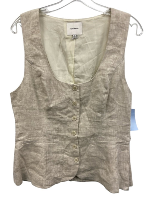 Reformation Size 12 Cream Beige Linen Sleeveless Scoop Neck Vest Top Cream Beige / 12