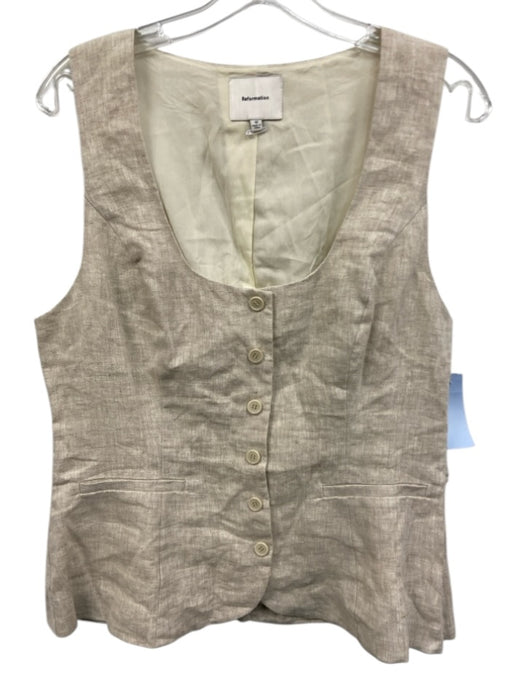 Reformation Size 12 Cream Beige Linen Sleeveless Scoop Neck Vest Top Cream Beige / 12