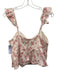 Cami NYC Size 10 White & Pink Linen Floral Ruffle Detail Knot Detail Top White & Pink / 10