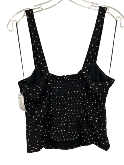 Paige Size 12 Black & Beige Viscose Sleeveless Polka Dot Gathered Pleats Top Black & Beige / 12