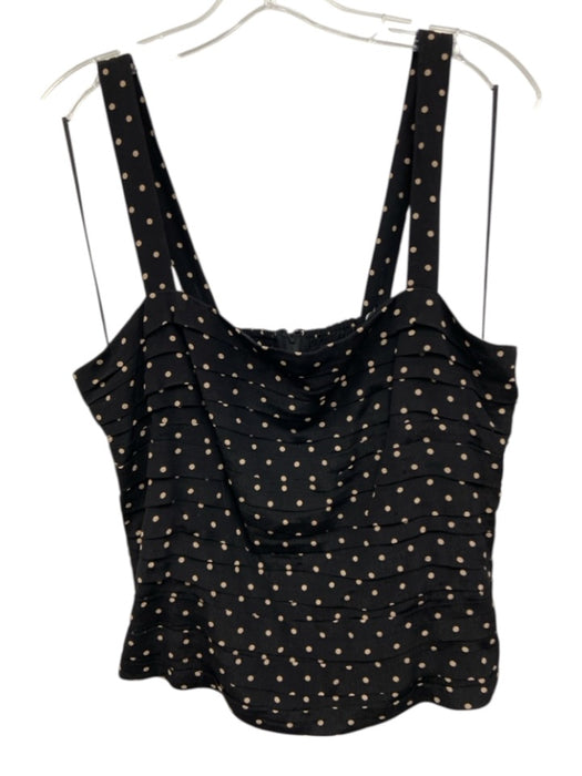 Paige Size 12 Black & Beige Viscose Sleeveless Polka Dot Gathered Pleats Top Black & Beige / 12