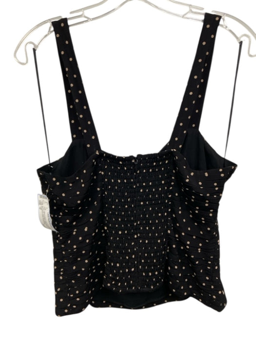 Paige Size 12 Black & Beige Viscose Sleeveless Polka Dot Gathered Pleats Top Black & Beige / 12