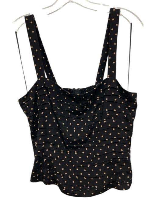 Paige Size 12 Black & Beige Viscose Sleeveless Polka Dot Gathered Pleats Top Black & Beige / 12