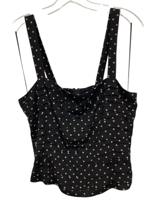Paige Size 12 Black & Beige Viscose Sleeveless Polka Dot Gathered Pleats Top Black & Beige / 12
