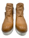 Silent D Shoe Size 40 Tan Brown & White Leather Upper Zip Ankle Platform Booties Tan Brown & White / 40