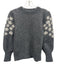 Sezane Size L Gray & White Mohair Blend Fuzzy Embroidered Flowers Sweater Gray & White / L