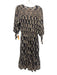 Bell by Alicia Bell Size L indigo blue, beige, brown Cotton & Silk Midi Dress indigo blue, beige, brown / L