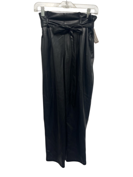 Luminary Size M Black Polyurethane Pleats Side Zip Straight Belt Inc Pants Black / M
