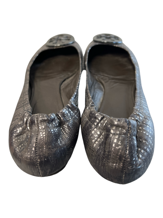 Tory Burch Shoe Size 9 Gray & Animal Print Leather Medallion Elastic Back Shoes Gray & Animal Print / 9