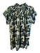 Rungolee Size M Green 100% Silk Army V Neck Short Sleeve Top Green / M