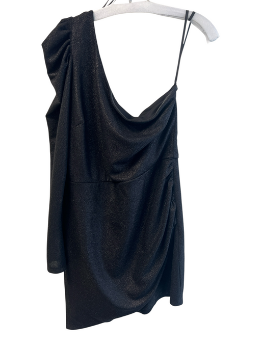 Aqua Size L Black Polyester One Sleeve Back Zip Sinch Detail Shimmer Dress Black / L