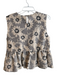 Zara Size M Cream Polyester Sleeveless Flower Round Neck Ruffled Hem Top Cream / M