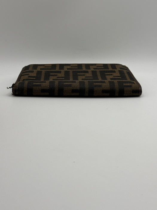 Fendi Brown Canvas & Leather Monogram Zucca Snap Button Close Coin pouch Wallets