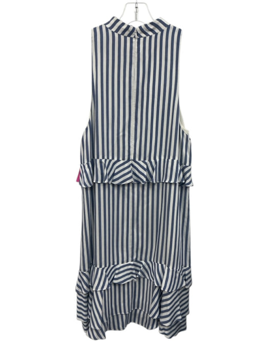 Nicole Miller Collection Size Medium Blue & White Viscose ruffles Striped Dress Blue & White / Medium