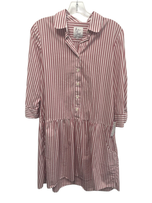 The Shirt Rochelle Behrens Size Medium Red & White Cotton Blend Striped Dress Red & White / Medium