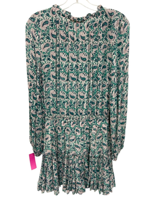 Oliphant Size Large Green, Blue, Red Cotton Blend Long Sleeve Floral Dress Green, Blue, Red / Large