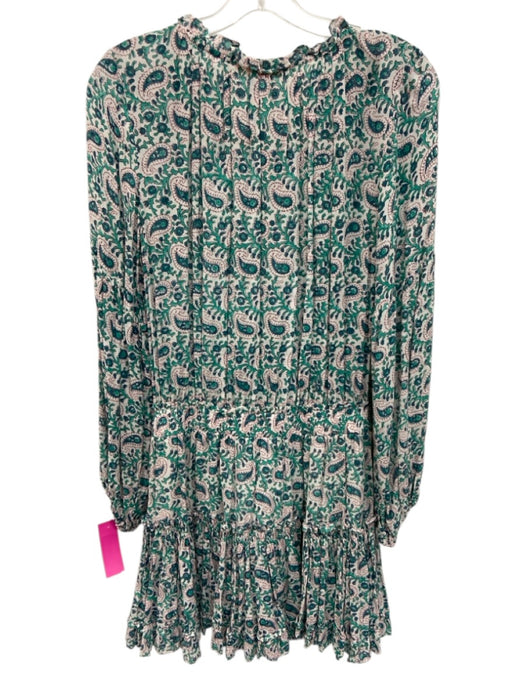 Oliphant Size Large Green, Blue, Red Cotton Blend Long Sleeve Floral Dress Green, Blue, Red / Large