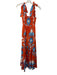 Sheridan French Size XS Orange, Blue, White Cotton Sleeveless Floral Dress Orange, Blue, White / XS
