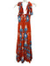 Sheridan French Size XS Orange, Blue, White Cotton Sleeveless Floral Dress Orange, Blue, White / XS