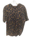 CP Shades Size Large Navy & Beige Cotton Short Sleeve Floral Button Front Top Navy & Beige / Large