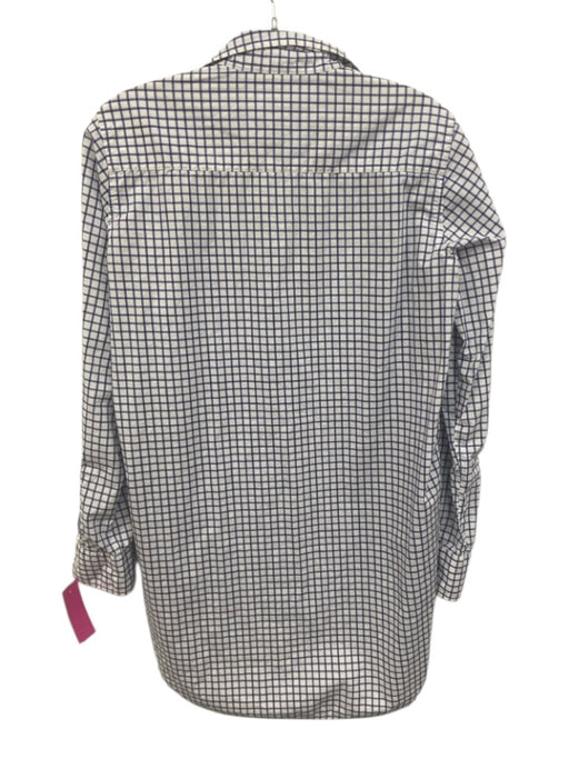 Frank & Eileen Size Small Blue & White Cotton Long Sleeve Windowpane Collar Top Blue & White / Small