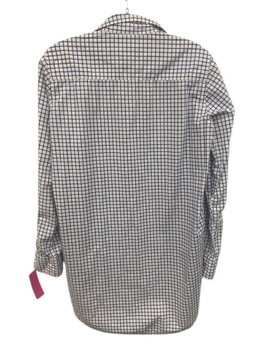 Frank & Eileen Size Small Blue & White Cotton Long Sleeve Windowpane Collar Top Blue & White / Small
