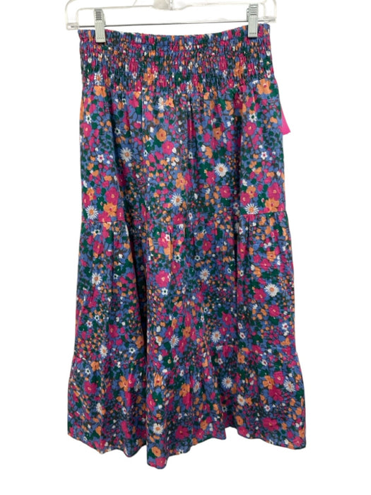 Rails Size XS Green, Pink, Blue Cotton Elastic Waist Floral Tiered Maxi Skirt Green, Pink, Blue / XS