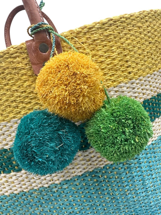 Mar Y Sol Yellow, Green, Blue Straw & Raffia Top Handle Color Block Bag Yellow, Green, Blue / Large