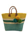 Mar Y Sol Yellow, Green, Blue Straw & Raffia Top Handle Color Block Bag Yellow, Green, Blue / Large