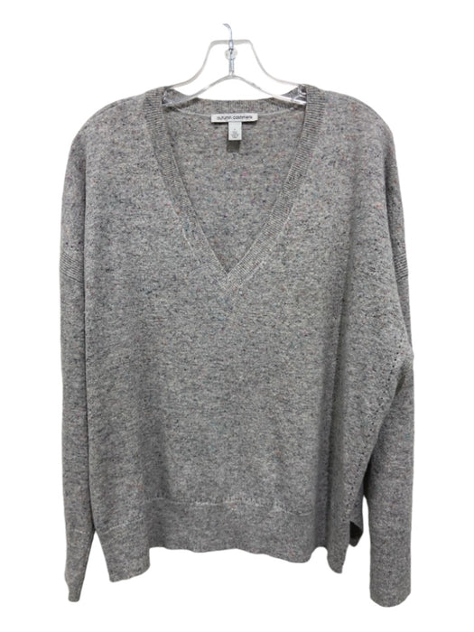 Autumn Cashmere Size L Gray & multi Cashmere V Neck Speckled Long Sleeve Sweater Gray & multi / L