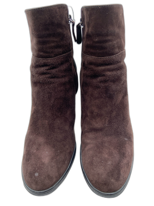 Tod's Shoe Size 38.5 Brown & Black Suede Color Block Side Zip Block Heel Boots Brown & Black / 38.5