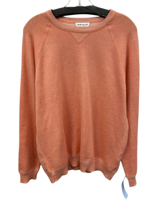 Peter Millar Size M Orange Cotton Blend Solid Sweatshirt Crew Long Sleeve Shirt Orange / M