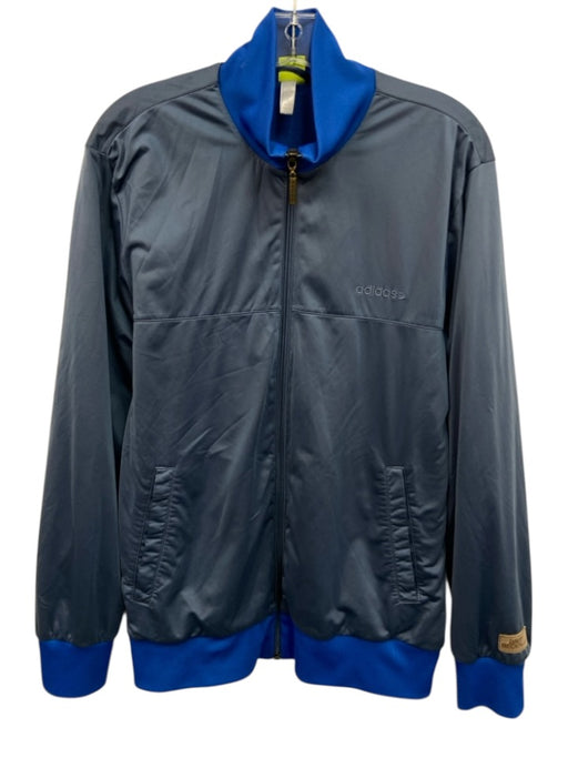 Adidas Size L Blue Synthetic Solid Athletic Zip Up Men's Jacket Blue / L