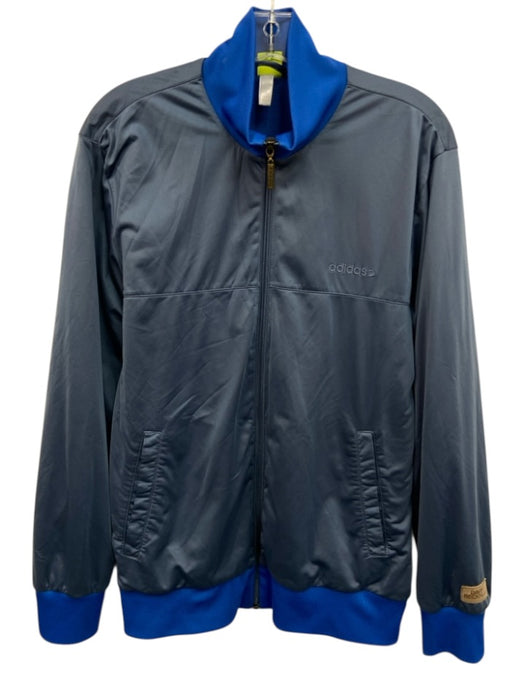 Adidas Size L Blue Synthetic Solid Athletic Zip Up Men's Jacket Blue / L