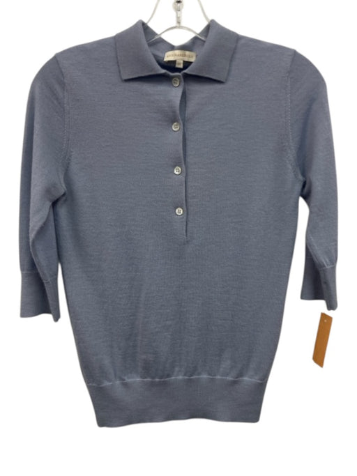 Ann Mashburn Size XS Light Blue No Fabric Tag Knit 3/4 Sleeve Quarter Button Top Light Blue / XS