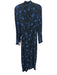 Kobi Halperin Size XS Blue & Black Viscose Floral Long Sleeve Mock Neck Dress Blue & Black / XS