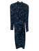 Kobi Halperin Size XS Blue & Black Viscose Floral Long Sleeve Mock Neck Dress Blue & Black / XS