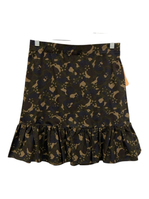 Ann Mashburn Size S Green, Brown & Blue Cotton Camoflage Abstract Print Skirt Green, Brown & Blue / S