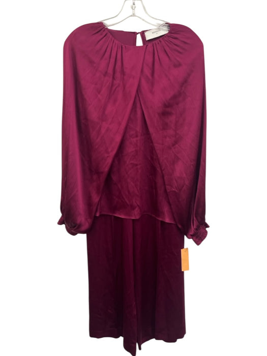 Beatrice B. Size XXS Berry Red No Fabric Tag Long Sleeve Draped Pleat Pant Set Berry Red / XXS