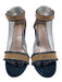 Pelle Moda Shoe Size 8 Blue & Gold Denim Embellished Detail Ankle Buckle Sandals Blue & Gold / 8