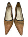 Prada Shoe Size 38 Tan Brown & Black Woven Raffia Leather trim Pointed Toe Pumps Tan Brown & Black / 38