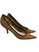 Prada Shoe Size 38 Tan Brown & Black Woven Raffia Leather trim Pointed Toe Pumps Tan Brown & Black / 38
