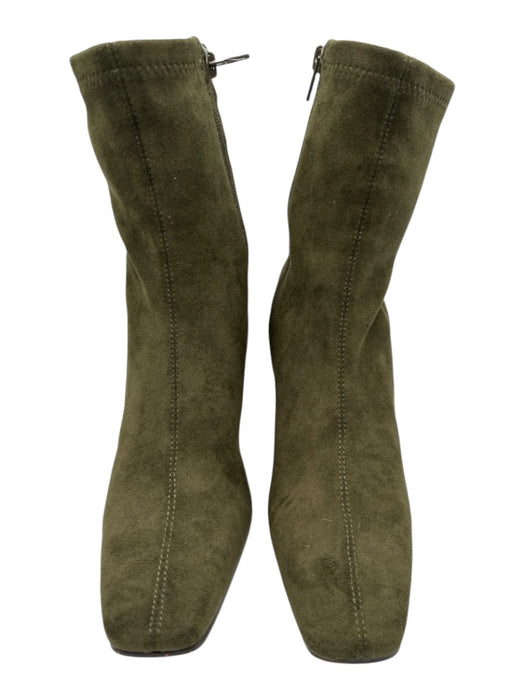 Steve Madden Shoe Size 8 Olive Green Textile Faux Suede Square Toe Ankle Booties Olive Green / 8