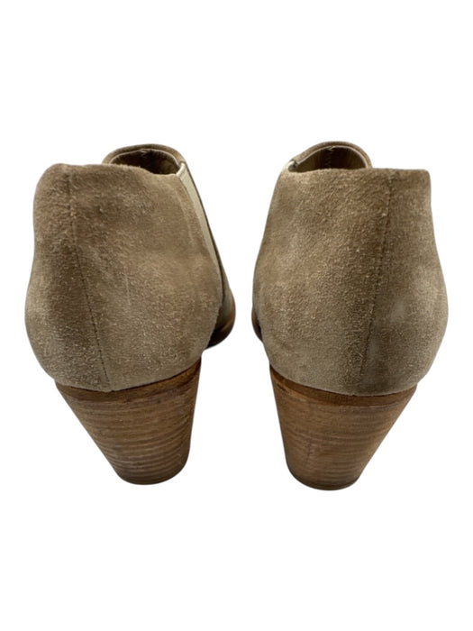 Vince Shoe Size 8 Taupe Beige Suede Stacked Heel Pointed Toe Low Ankle Booties Taupe Beige / 8