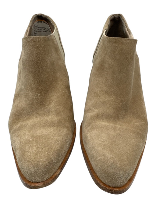 Vince Shoe Size 8 Taupe Beige Suede Stacked Heel Pointed Toe Low Ankle Booties Taupe Beige / 8